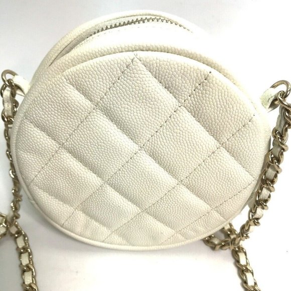 AUTHENTIC CHANEL CC Mark Pochette Matelasse Quilted Round Chain Bag - Picture 2 of 13